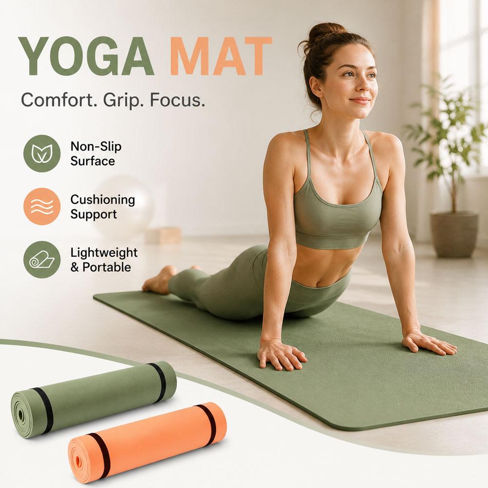 Pilates Yoga Matte - Tapis de yoga antidérapant 180x50cm, couverture